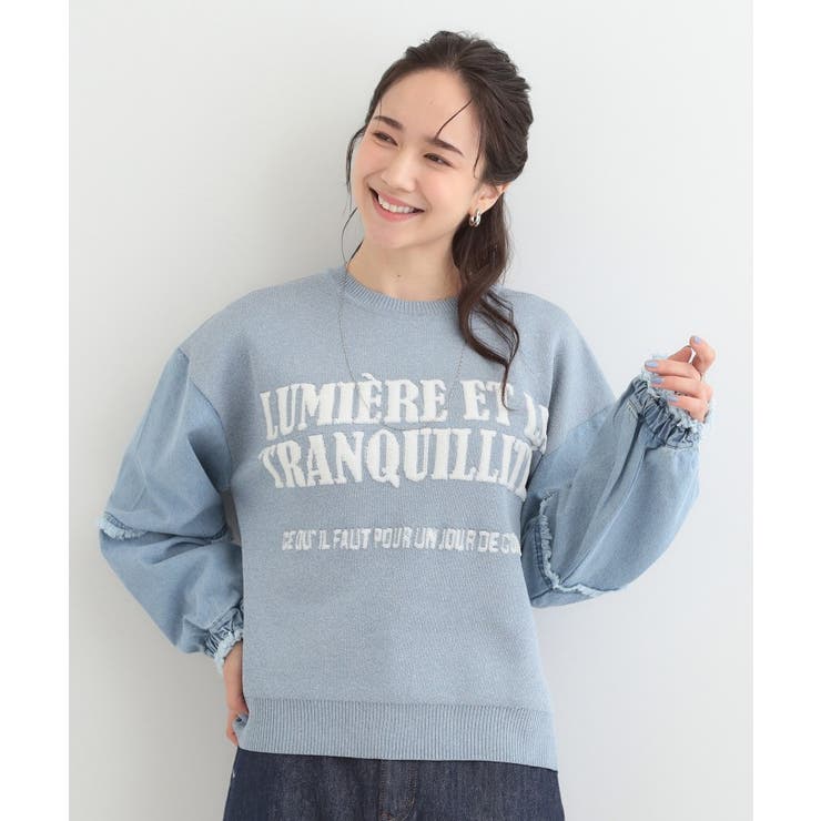 デニム袖切替ロゴニット | SHOO・LA・RUE | 詳細画像9 