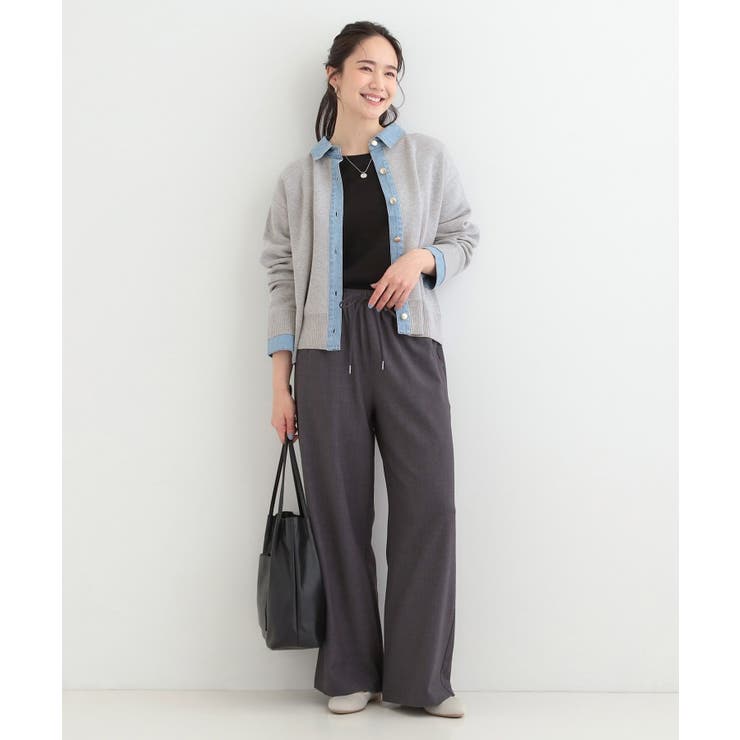 デニム切替でこなれ顔 金ボタン ニットカーディガン | SHOO・LA・RUE | 詳細画像3 