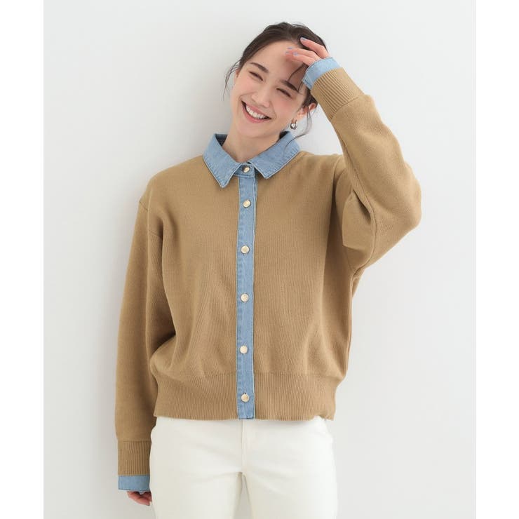 デニム切替でこなれ顔 金ボタン ニットカーディガン | SHOO・LA・RUE | 詳細画像5 