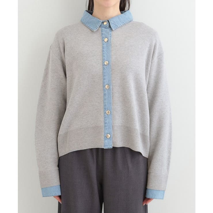 デニム切替でこなれ顔 金ボタン ニットカーディガン | SHOO・LA・RUE | 詳細画像9 