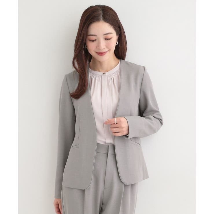 【セットアップ可/多機能/SS-3L】すっきりと好印象 カラーレスジャケット | SHOO・LA・RUE | 詳細画像1 