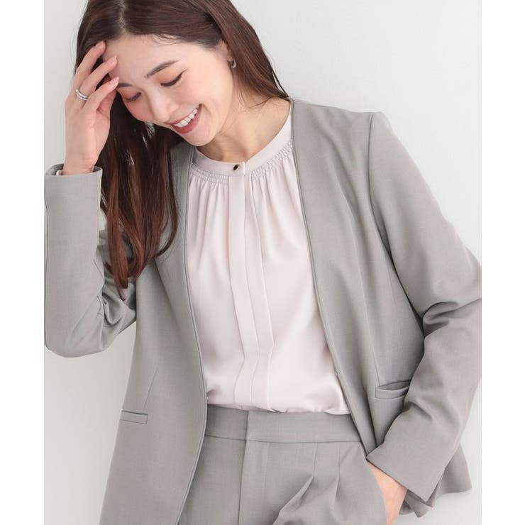 グレー(012) | 【セットアップ可/多機能/SS-3L】すっきりと好印象 カラーレスジャケット | SHOO・LA・RUE