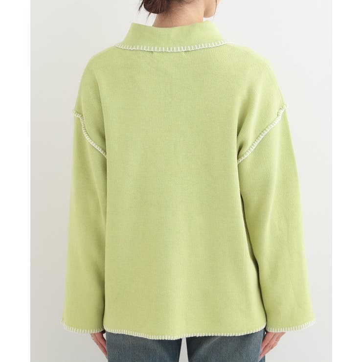 ステッチ襟付きジップニットカーディガン | SHOO・LA・RUE | 詳細画像15 