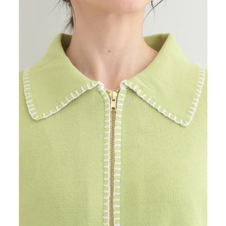 ステッチ襟付きジップニットカーディガン | SHOO・LA・RUE | 詳細画像16 