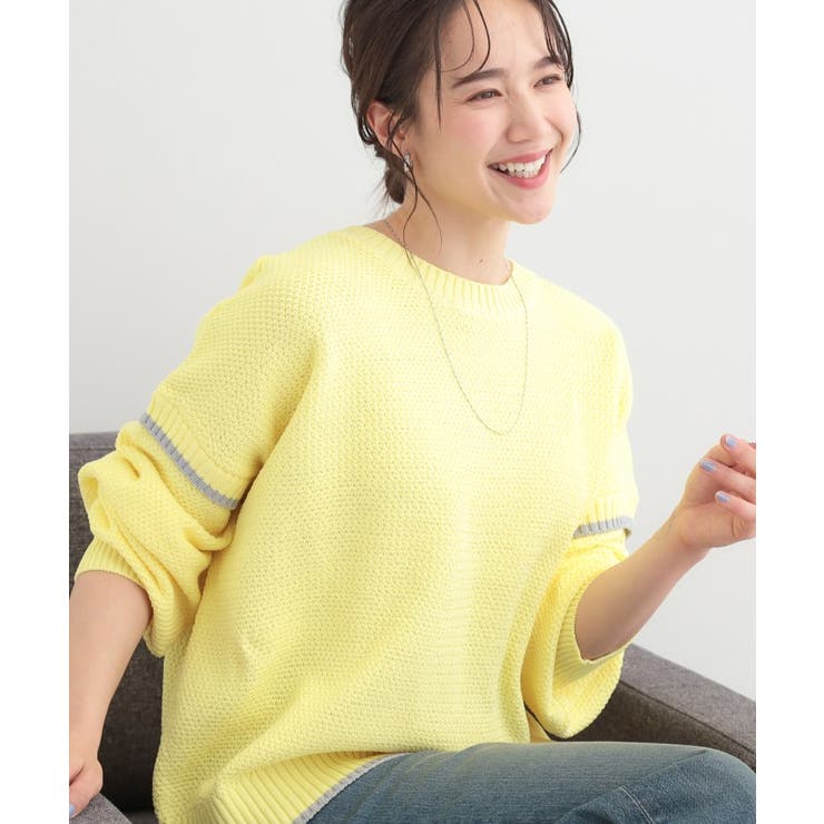 ライトイエロー(030) | 【前後2WAY】配色パイピングニット | SHOO・LA・RUE