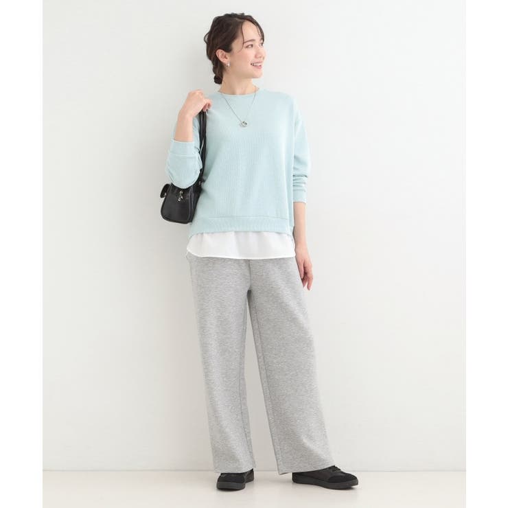 【洗濯機可/S-LL】1枚でサマ見え ラメニットソー レイヤード風トップス | SHOO・LA・RUE | 詳細画像3 