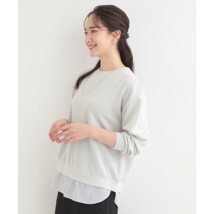 【洗濯機可/S-LL】1枚でサマ見え ラメニットソー レイヤード風トップス | SHOO・LA・RUE | 詳細画像10 