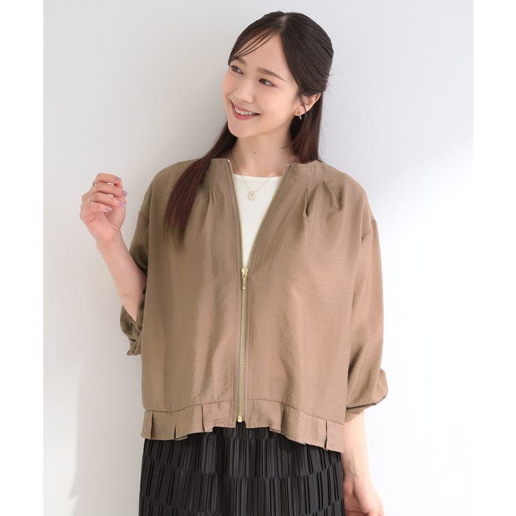 【洗濯機可/UV/S-LL】程よい透け感 襟元タック シアーブルゾン | SHOO・LA・RUE | 詳細画像9 