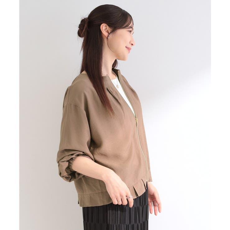 【洗濯機可/UV/S-LL】程よい透け感 襟元タック シアーブルゾン | SHOO・LA・RUE | 詳細画像10 