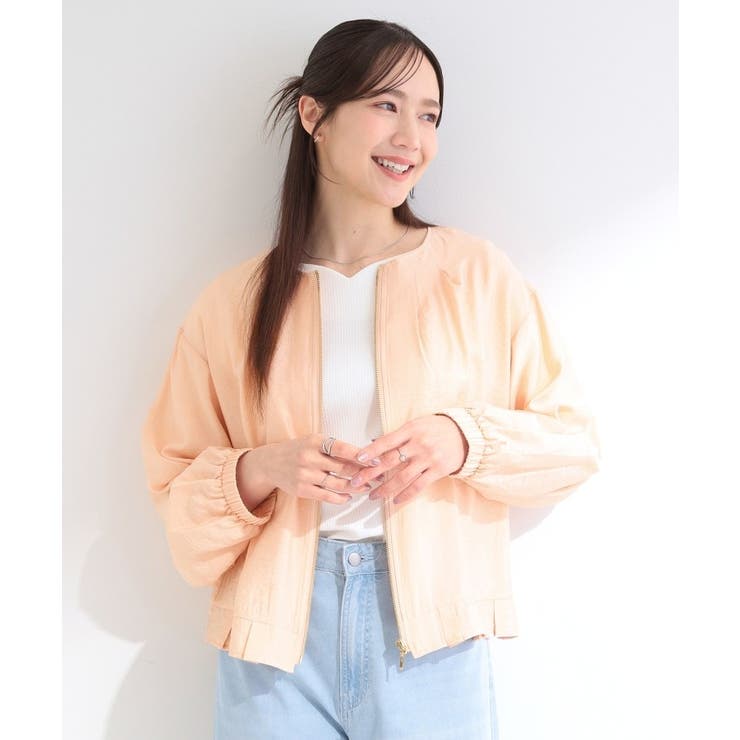 【洗濯機可/UV/S-LL】程よい透け感 襟元タック シアーブルゾン | SHOO・LA・RUE | 詳細画像13 