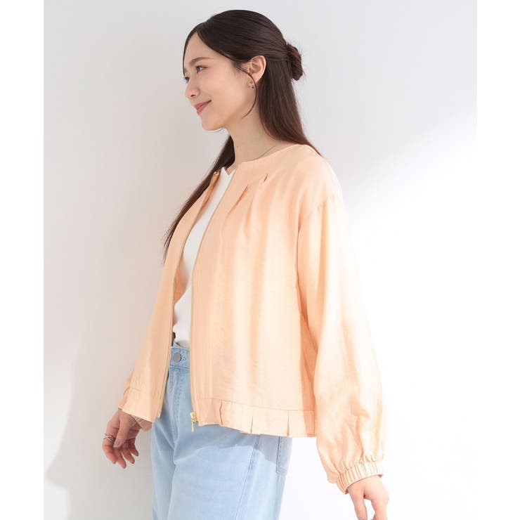 【洗濯機可/UV/S-LL】程よい透け感 襟元タック シアーブルゾン | SHOO・LA・RUE | 詳細画像14 