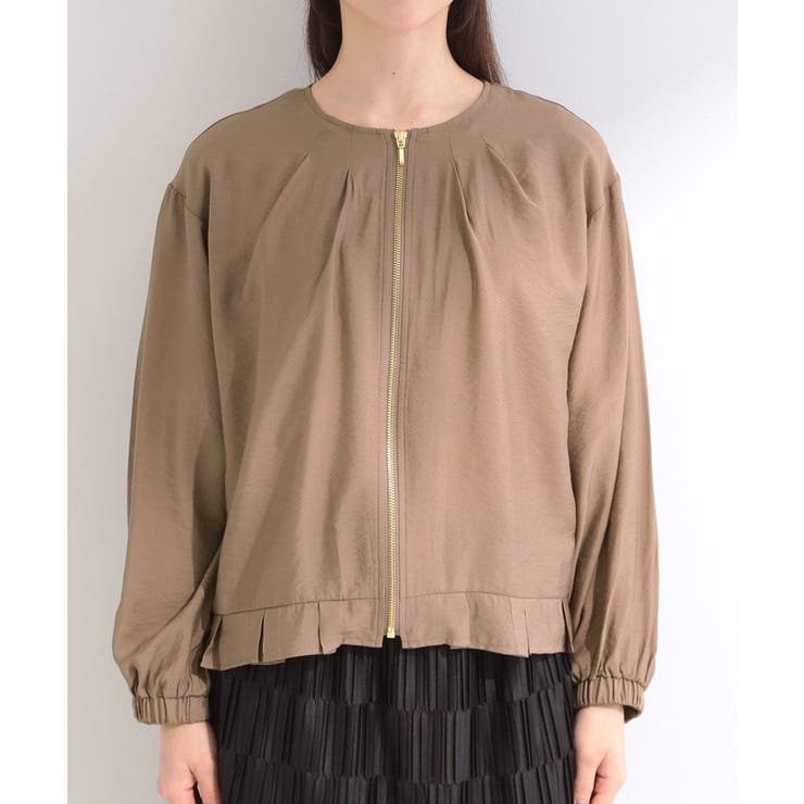 【洗濯機可/UV/S-LL】程よい透け感 襟元タック シアーブルゾン | SHOO・LA・RUE | 詳細画像17 