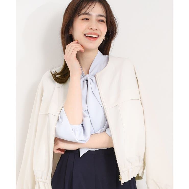 ライトベージュ(051) | ドロストノーカラーブルゾン | SHOO・LA・RUE