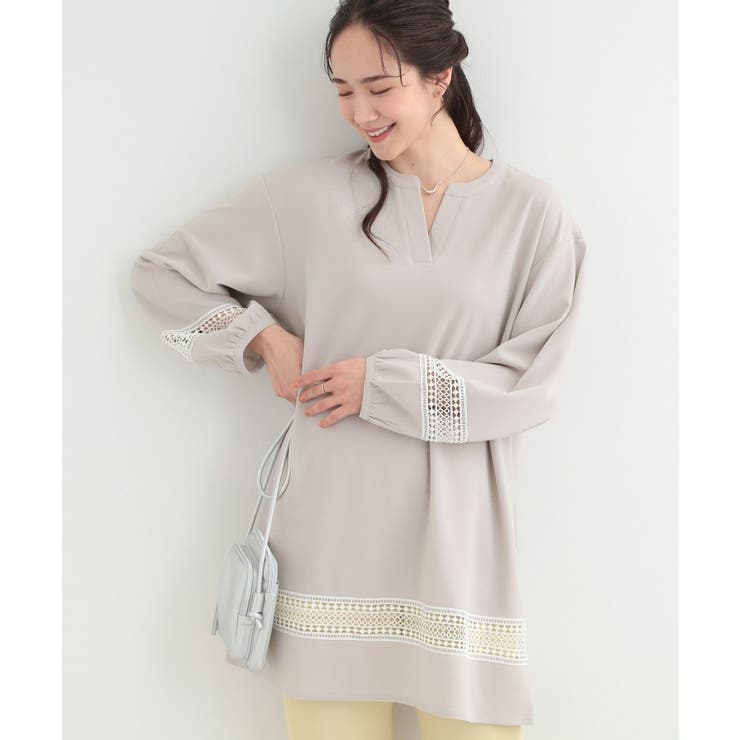 ライトグレー(011) | レース切り替えチュニックワンピース | SHOO・LA・RUE