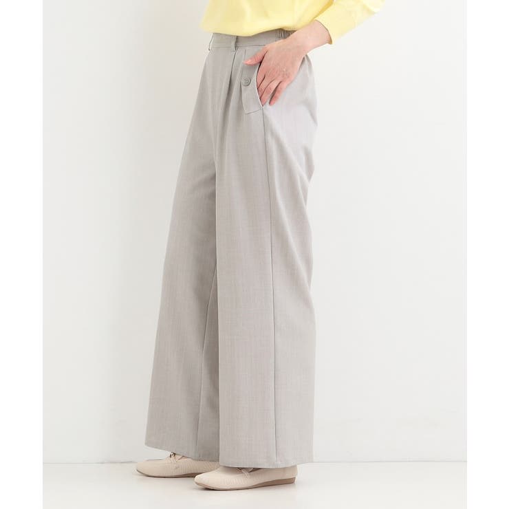 【洗濯機可/S-LL】フラップポケットがアクセント ヘリンボーンワイドパンツ | SHOO・LA・RUE | 詳細画像2 