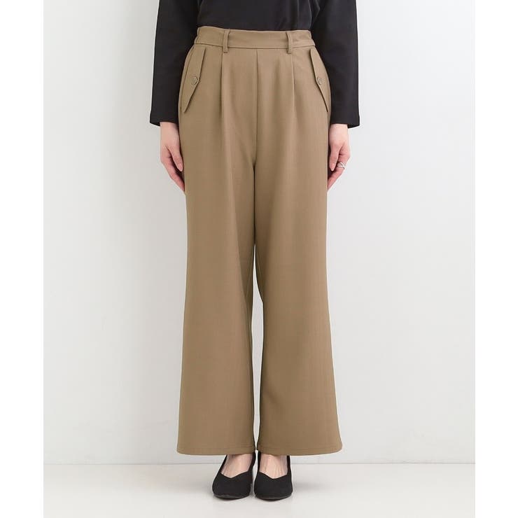 【洗濯機可/S-LL】フラップポケットがアクセント ヘリンボーンワイドパンツ | SHOO・LA・RUE | 詳細画像13 