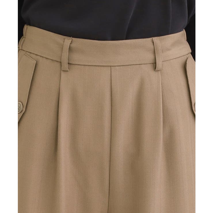 【洗濯機可/S-LL】フラップポケットがアクセント ヘリンボーンワイドパンツ | SHOO・LA・RUE | 詳細画像16 