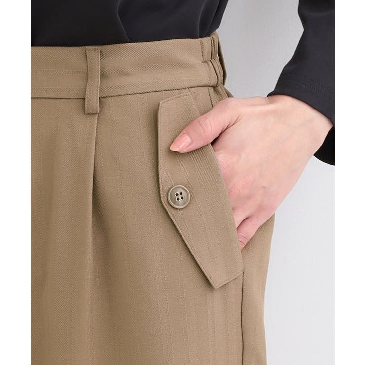 【洗濯機可/S-LL】フラップポケットがアクセント ヘリンボーンワイドパンツ | SHOO・LA・RUE | 詳細画像18 