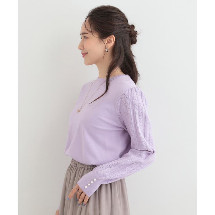 コンパクト見えが大人かわいい お袖編み柄ニット | SHOO・LA・RUE | 詳細画像10 