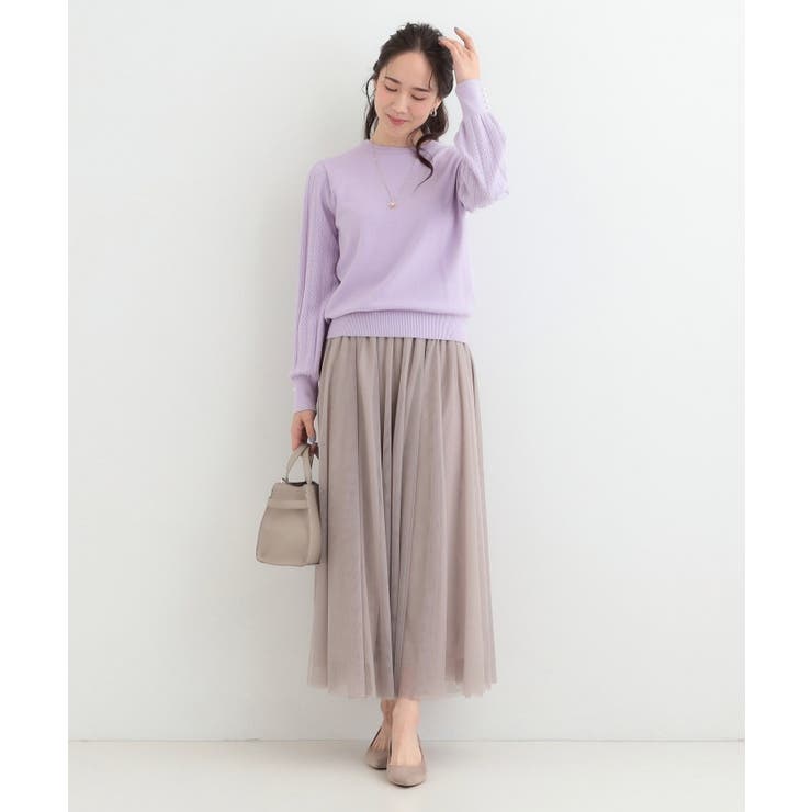 コンパクト見えが大人かわいい お袖編み柄ニット | SHOO・LA・RUE | 詳細画像11 