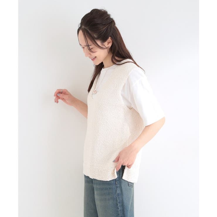 【2点セット/S-LL】ニットベスト＆ロゴTシャツSET | SHOO・LA・RUE | 詳細画像2 