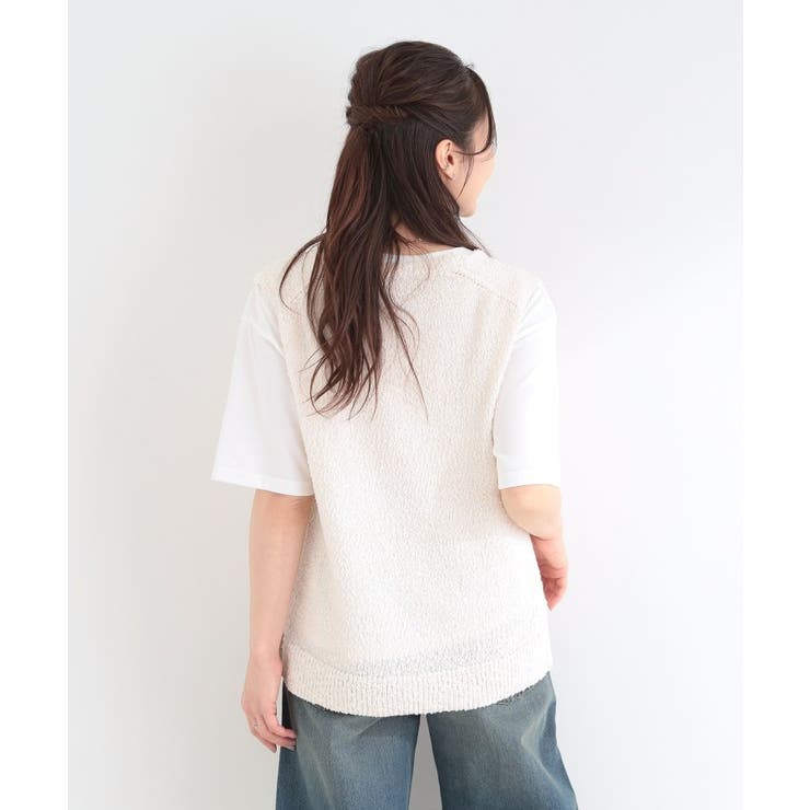 【2点セット/S-LL】ニットベスト＆ロゴTシャツSET | SHOO・LA・RUE | 詳細画像3 