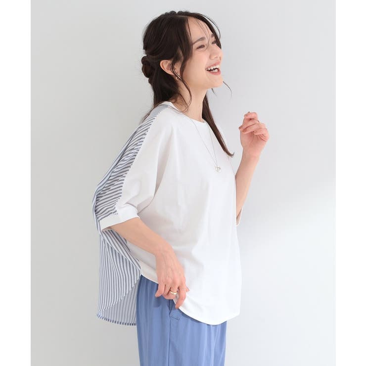 【ひんやり/洗濯機可/S‐LL】二の腕隠れる 前後切り替えドルマントップス | SHOO・LA・RUE | 詳細画像10 