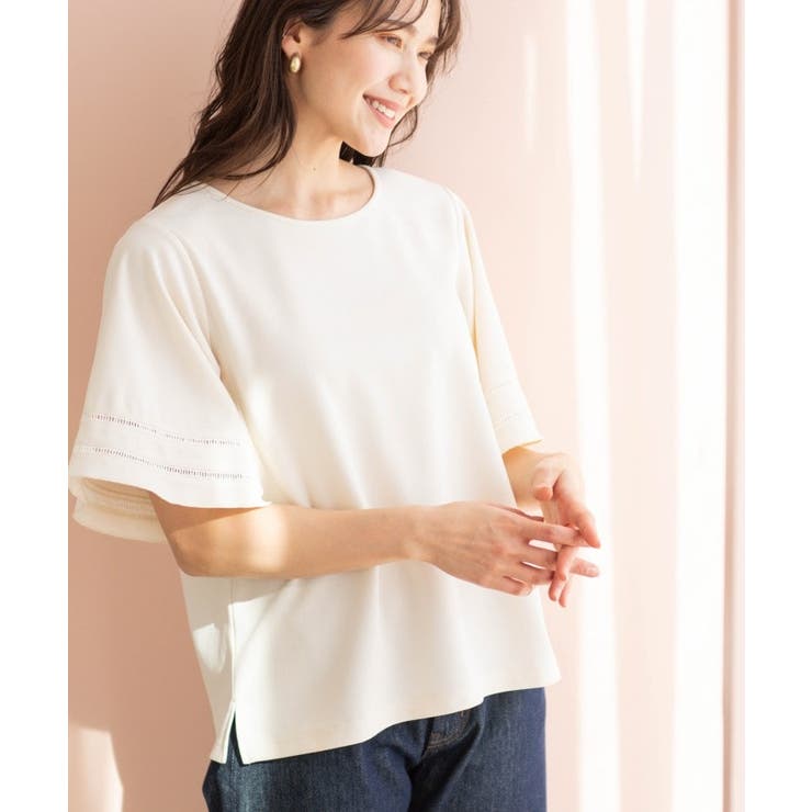 ハシゴレースフレアスリーブＴシャツ | SHOO・LA・RUE | 詳細画像1 