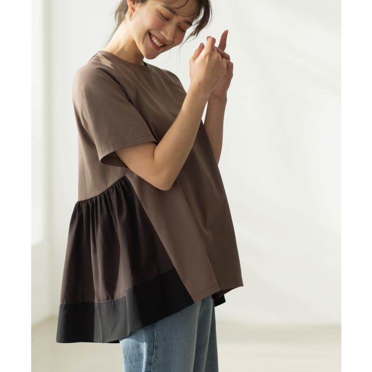 ベージュ(552) | バックギャザーペプラムTシャツ | SHOO・LA・RUE