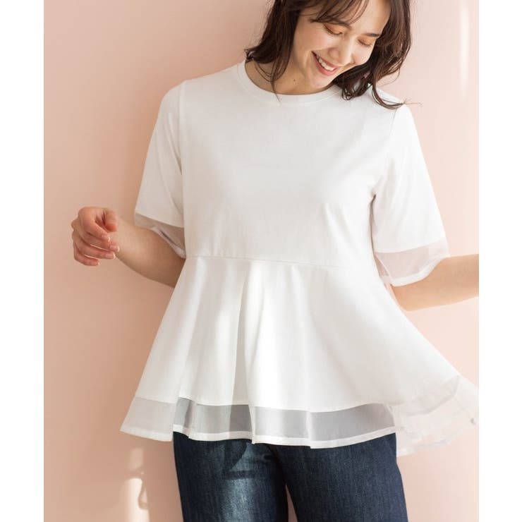 チュールレイヤードペプラムＴシャツ | SHOO・LA・RUE | 詳細画像1 