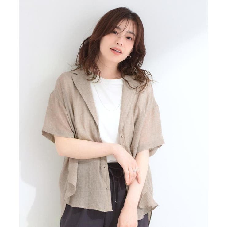 【S-LL】ナチュラルに決まる 半袖シアーシャツジャケット | SHOO・LA・RUE | 詳細画像1 