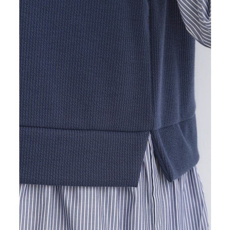 【S-LL/体型カバー】ストライプ柄ドッキングワンピース | SHOO・LA・RUE | 詳細画像18 