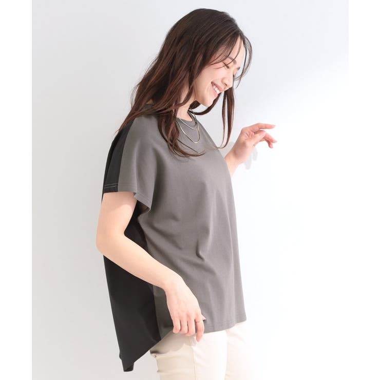 【S-LL/洗濯機可】異素材切り替え ひんやりTシャツ | SHOO・LA・RUE | 詳細画像2 