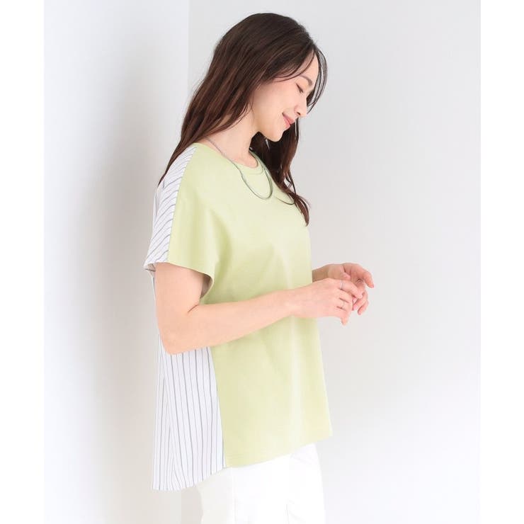 【S-LL/洗濯機可】異素材切り替え ひんやりTシャツ | SHOO・LA・RUE | 詳細画像18 