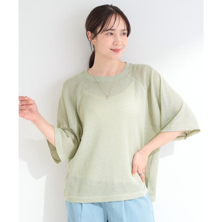 【S-LL】シアーワッフル ラグラン5分袖ゆるTシャツ | SHOO・LA・RUE | 詳細画像5 