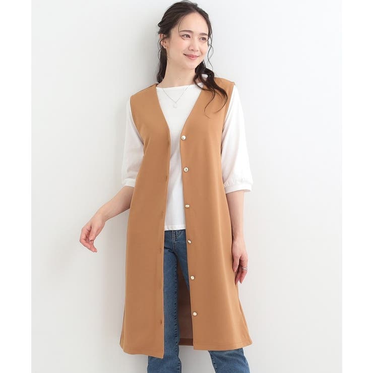 【2点セット/洗濯機可/S-LL】ジレにもなるジャンスカ+5分袖Tシャツ | SHOO・LA・RUE | 詳細画像5 