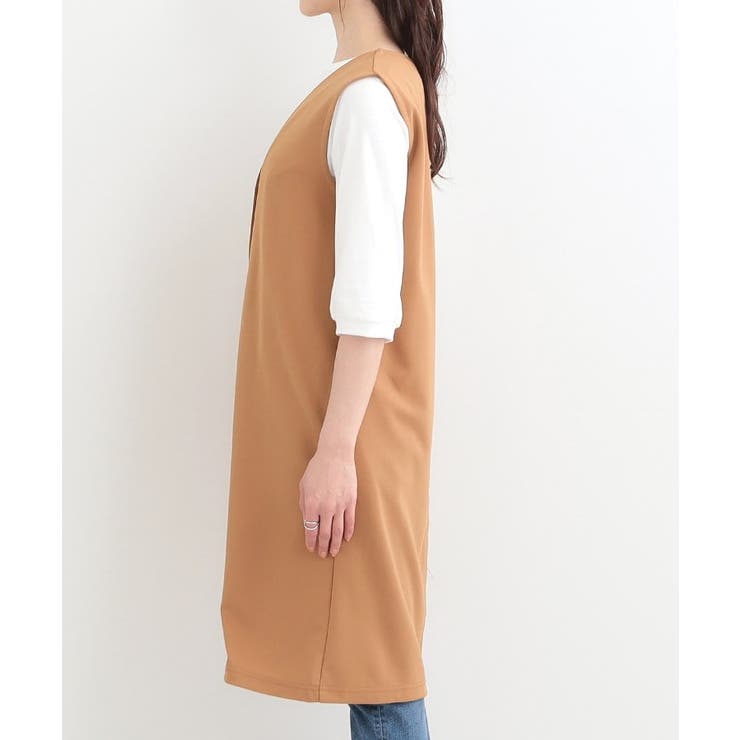 【2点セット/洗濯機可/S-LL】ジレにもなるジャンスカ+5分袖Tシャツ | SHOO・LA・RUE | 詳細画像10 