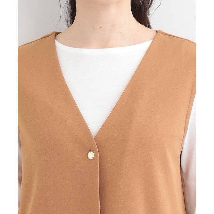 【2点セット/洗濯機可/S-LL】ジレにもなるジャンスカ+5分袖Tシャツ | SHOO・LA・RUE | 詳細画像12 