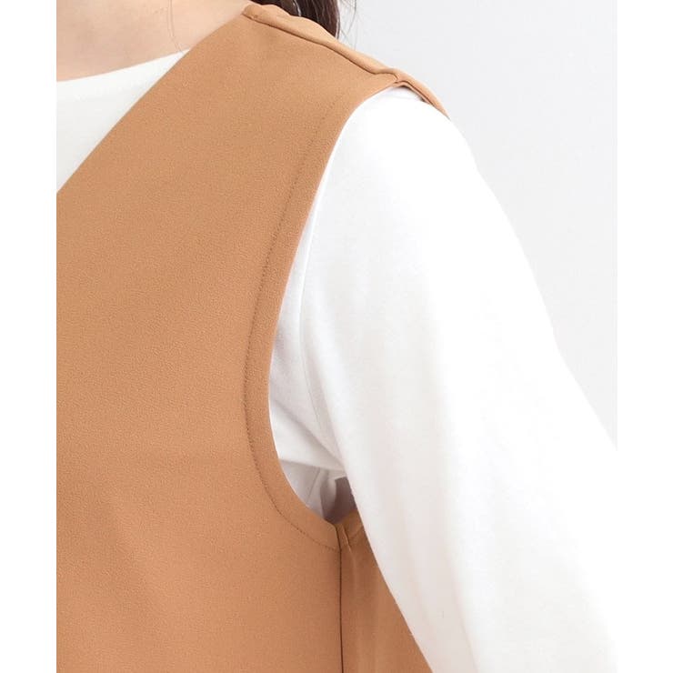 【2点セット/洗濯機可/S-LL】ジレにもなるジャンスカ+5分袖Tシャツ | SHOO・LA・RUE | 詳細画像13 