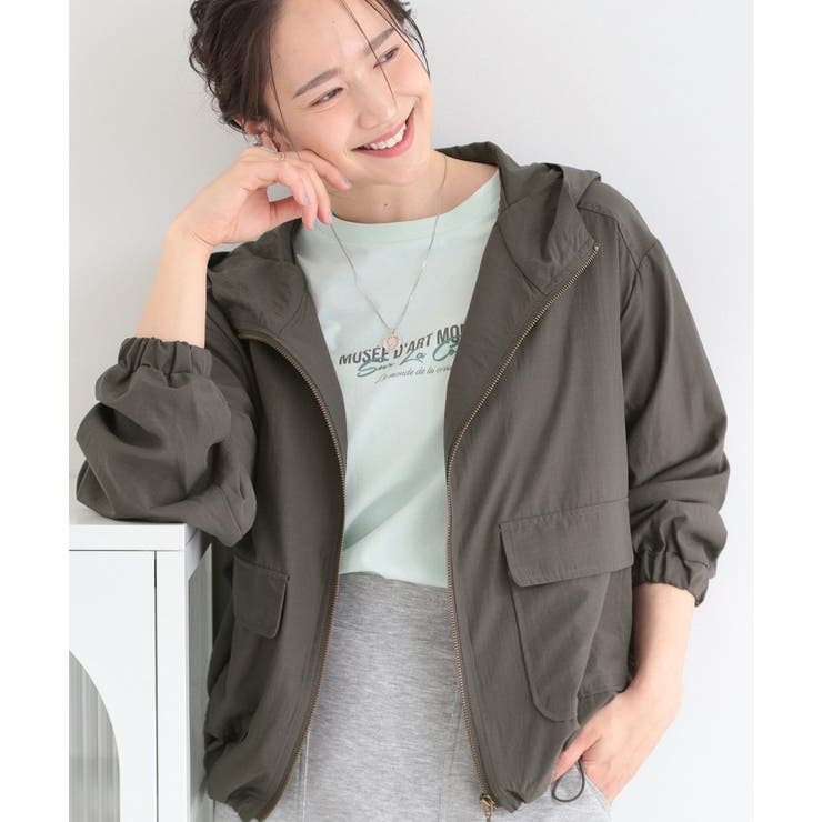 チャコールグレー(014) | 【S-LL/UV】シルエット変化を楽しめる シアーフーディーブルゾン | SHOO・LA・RUE