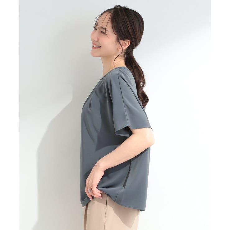【ひんやり/UV/通勤】洗濯後しわになりにくい 上品配色ブラウス | SHOO・LA・RUE | 詳細画像10 