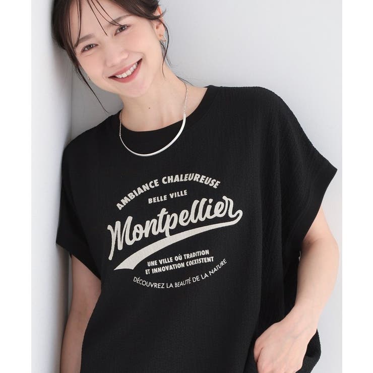 ブラック(019) | 【洗濯機可/体型カバー】ゆるさら快適 柄アソートしぼしぼTシャツ | SHOO・LA・RUE