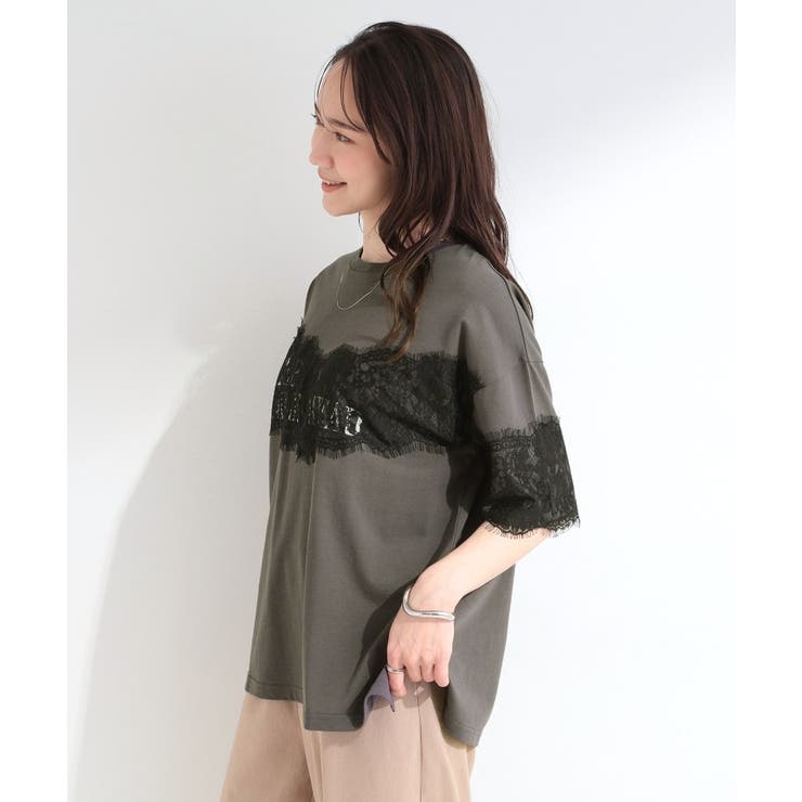 【ひんやり/洗濯機可】レースデザインでこなれ見え ロゴプリントTシャツ | SHOO・LA・RUE | 詳細画像6 