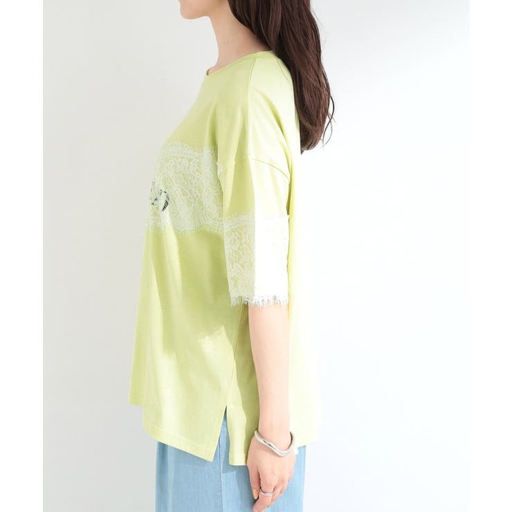 【ひんやり/洗濯機可】レースデザインでこなれ見え ロゴプリントTシャツ | SHOO・LA・RUE | 詳細画像14 