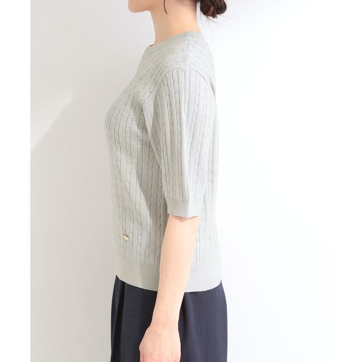 【洗濯機可/S-LL】ミニケーブルで上品に 5分袖ニット | SHOO・LA・RUE | 詳細画像10 