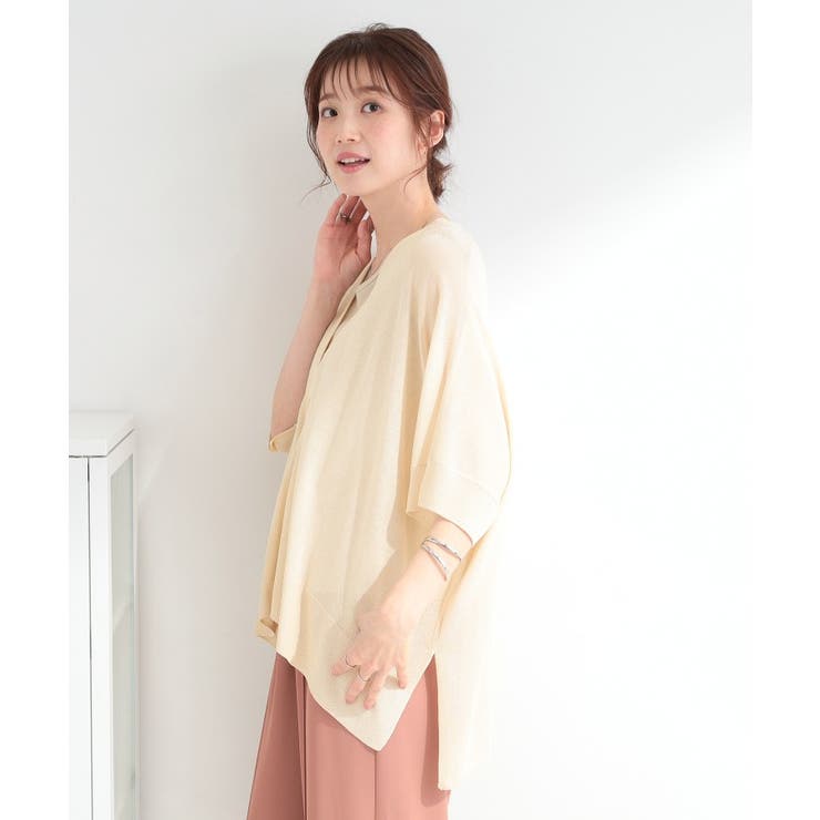 【洗濯機可】上品ラメがきらめく シアーポンチョ風カーディガン | SHOO・LA・RUE | 詳細画像2 