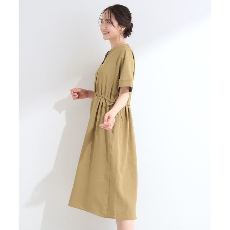【洗濯機可/S-LL】これだけで決まる 麻調スキッパー脇リボンワンピース | SHOO・LA・RUE | 詳細画像10 