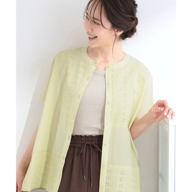 イエロー(031) | 刺繍切り替え前あきブラウス | SHOO・LA・RUE