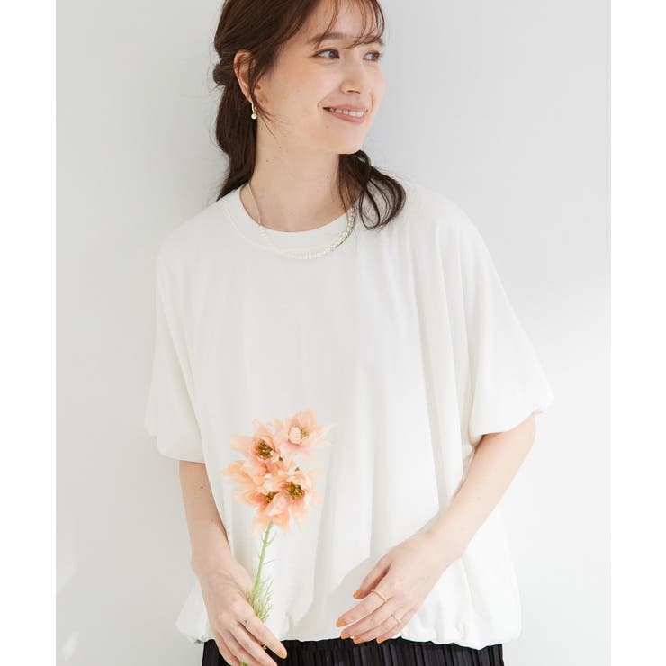 ホワイト(001) | 【ひんやり/洗濯機可】インせず着られる バルーンデザインTシャツ | SHOO・LA・RUE