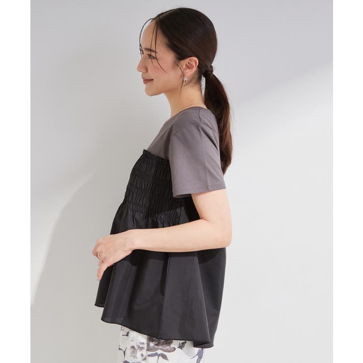 【S-LL/洗濯機可】着るだけサマ見え 柄アソートビスチェ風ドッキングTシャツ | SHOO・LA・RUE | 詳細画像2 